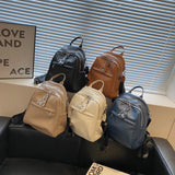 Solid PU Leather Backpacks for Women Winter Female Small Backpack