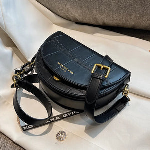 Stone Pattern Saddle Bags for Women Small Crossbody Bag