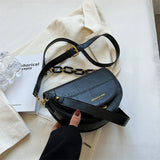 Stone Pattern Saddle Bags for Women Small Crossbody Bag