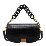 Thick Chain Saddle Bags Winter Leather Crossbody Handbag