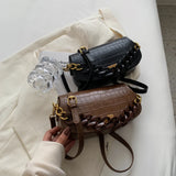 Thick Chain Saddle Bags Winter Leather Crossbody Handbag