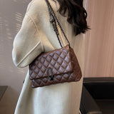 Lattice Chain Crossbody Bag for Women Winter Handbag