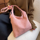 LEFTSIDE Corduroy Tote Bag for Women - Big Shoulder Handbag