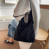LEFTSIDE Corduroy Tote Bag for Women - Big Shoulder Handbag