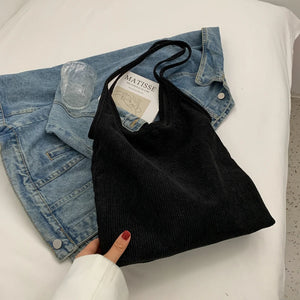 LEFTSIDE Corduroy Tote Bag for Women - Big Shoulder Handbag