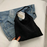 LEFTSIDE Corduroy Tote Bag for Women - Big Shoulder Handbag