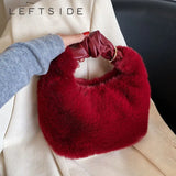 LEFTSIDE Faux Fur Crossbody Tote Bags for Women