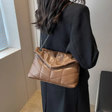 LEFTSIDE Vintage Chain Leather Crossbody Bags for Women Winter Flap Bag