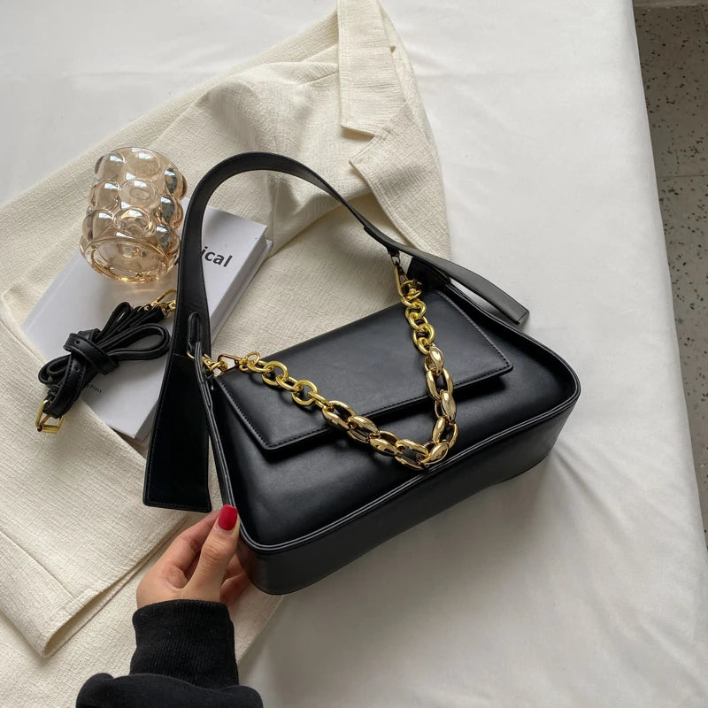 LEFTSIDE Vintage Crossbody Bags Women PU Leather Chain Shoulder Handbag