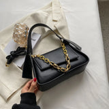 LEFTSIDE Vintage Crossbody Bags Women PU Leather Chain Shoulder Handbag