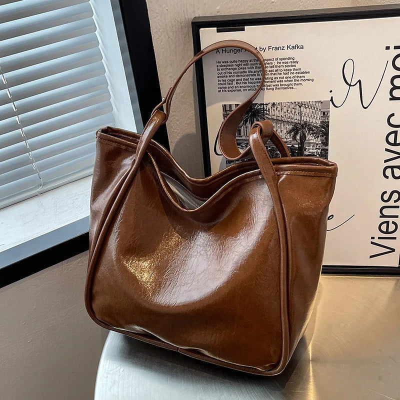 LEFTSIDE Vintage Designers Big PU Leather Women Tote Handbags