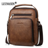 Men Vintage Shoulder Bags Large Capacity Multi-Fonction Leather Casual Messenger