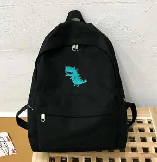 LENLEI Harajuku Canvas Print Student Bag Large-Capacity Backpack