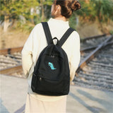 LENLEI Harajuku Canvas Print Student Bag Large-Capacity Backpack