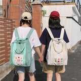 LENLEI Cotton Canvas Women Backpack Printing Flowers Student Bag