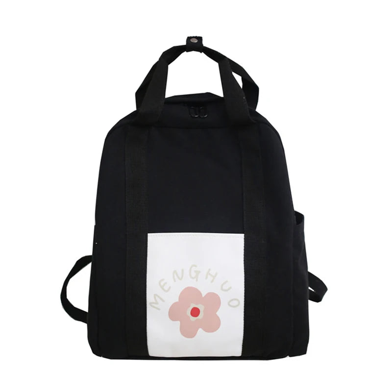 LENLEI Cotton Canvas Women Backpack Printing Flowers Student Bag