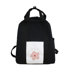 LENLEI Cotton Canvas Women Backpack Printing Flowers Student Bag