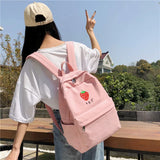 LENLEI Waterproof Nylon Women Backpack Cartoon Fruit Embroidery Girl School