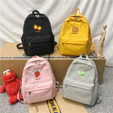 LENLEI Waterproof Nylon Women Backpack Cartoon Fruit Embroidery Girl School