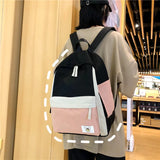 LENLEI Canvas Patchwork Backpack School Laptop Bag for Teenagers Girls