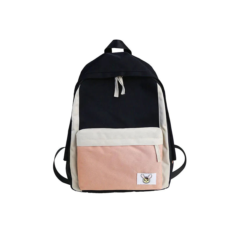 LENLEI Canvas Patchwork Backpack School Laptop Bag for Teenagers Girls