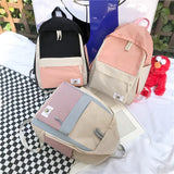 LENLEI Canvas Patchwork Backpack School Laptop Bag for Teenagers Girls