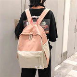 LENLEI Canvas Patchwork Backpack School Laptop Bag for Teenagers Girls