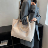 LETTSIDE Tote Bags for Women Winter Solid Leather Big High Capacity