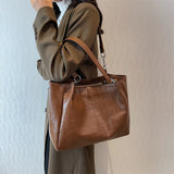 LETTSIDE Tote Bags for Women Winter Solid Leather Big High Capacity