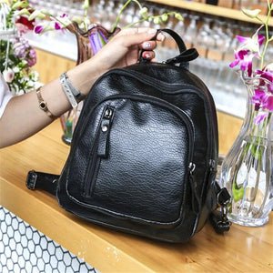PU Leather Women Backpack Female Backpacks Small Zipper Bags