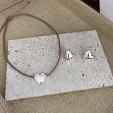 Korean Love Drawstring Necklace Heart Pendant Clavicle Chain
