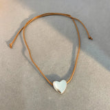 Korean Love Drawstring Necklace Heart Pendant Clavicle Chain