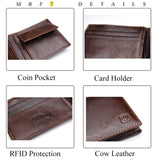 RFID Blocking Cow Leather Men Wallet Purse Identity Protection MRF7