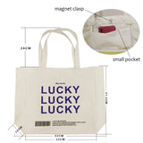 LUCKY Women Canvas Bag Retro Messenger Large Capacity Shopping Shoulder Tote