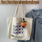 LUCKY Women Canvas Bag Retro Messenger Large Capacity Shopping Shoulder Tote