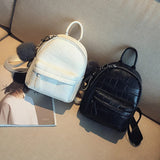 Stone Leather Mini Backpack for Women with Hairball