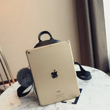 Stone Leather Mini Backpack for Women with Hairball