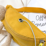 Canvas Women's Waist Bag Fanny Pack Bear Doll Decoration Chest Bag