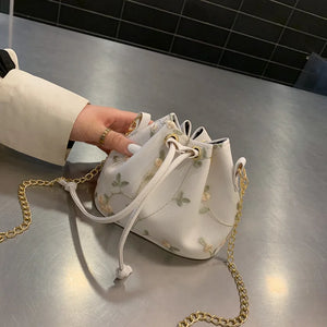 Embroidered Lace Crossbody Bucket Bag for Women