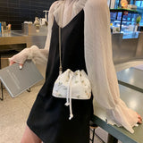 Embroidered Lace Crossbody Bucket Bag for Women