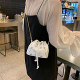 Embroidered Lace Crossbody Bucket Bag for Women