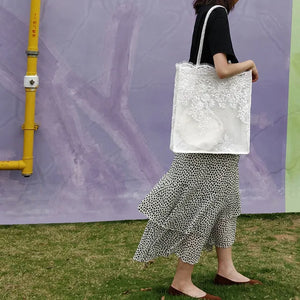 Lace Embroidery Shoulder Bag Female Large Capacity Handbag Lady Handle Bag