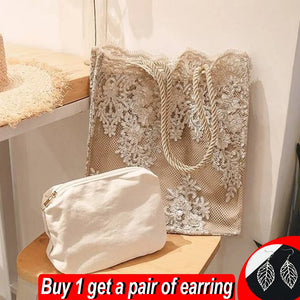 Lace Embroidery Shoulder Bag Female Large Capacity Handbag Lady Handle Bag