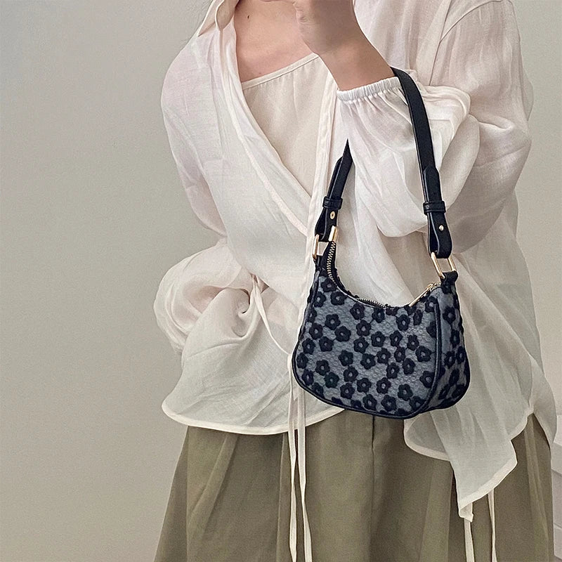 Vintage Floral Underarm Tote Shoulder Bag