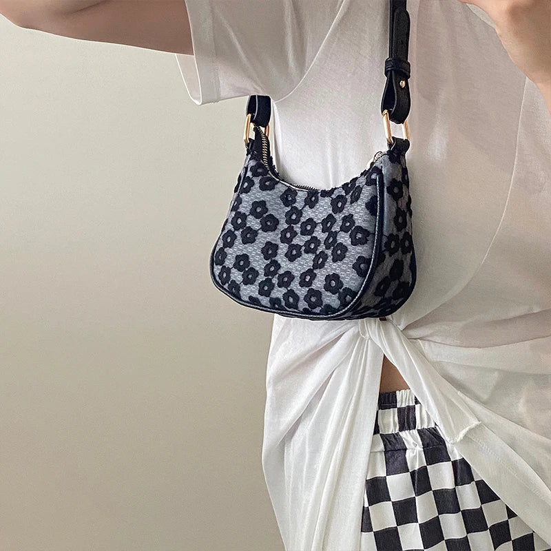 Vintage Floral Underarm Tote Shoulder Bag