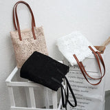 Lace Hollow Out Shoulder Bags Women Large Capacity Totes Retro