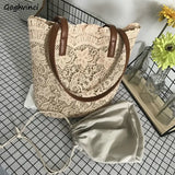 Lace Hollow Out Shoulder Bags Women Large Capacity Totes Retro