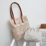 Lace Hollow Out Shoulder Bags Women Large Capacity Totes Retro