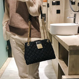 Women's Lace Shoulder Bag, Diamond Pattern Chain Handbag