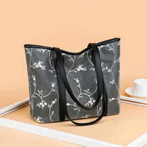 Floral Embroidery PU Leather Shoulder Bag Large Capacity Totes